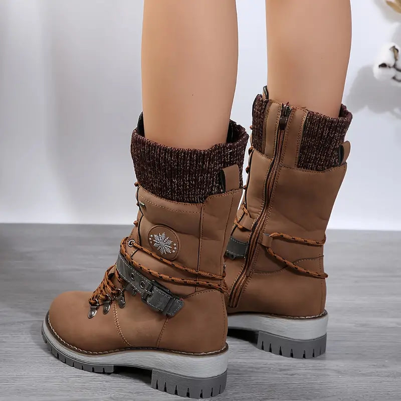 NALANI™ | Trendy Buckle Knit Winter Boots