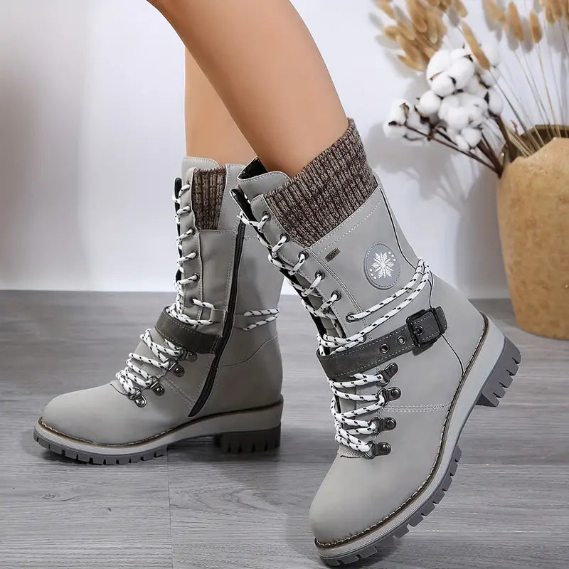 NALANI™ | Trendy Buckle Knit Winter Boots