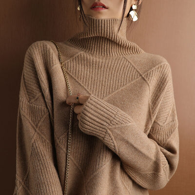 AVIDA™ | Luxe Knit Patchwork Turtleneck