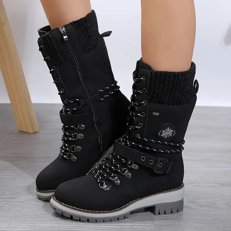 NALANI™ | Trendy Buckle Knit Winter Boots