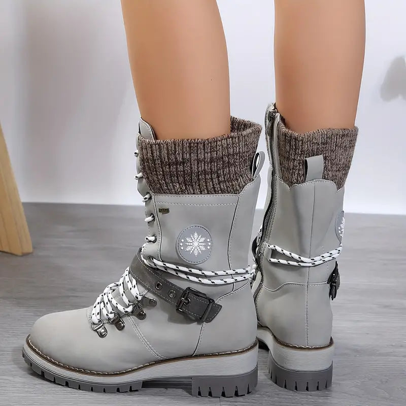 NALANI™ | Trendy Buckle Knit Winter Boots