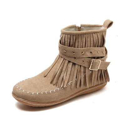 SASKA™ | Boho Fringe Ankle Boots