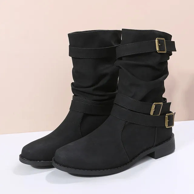 CALISTA™ | Stylish Buckle Mid-Calf Boots