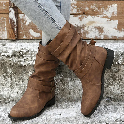 CALISTA™ | Stylish Buckle Mid-Calf Boots