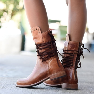 ANNIE™ | Vegan leather boots with laces