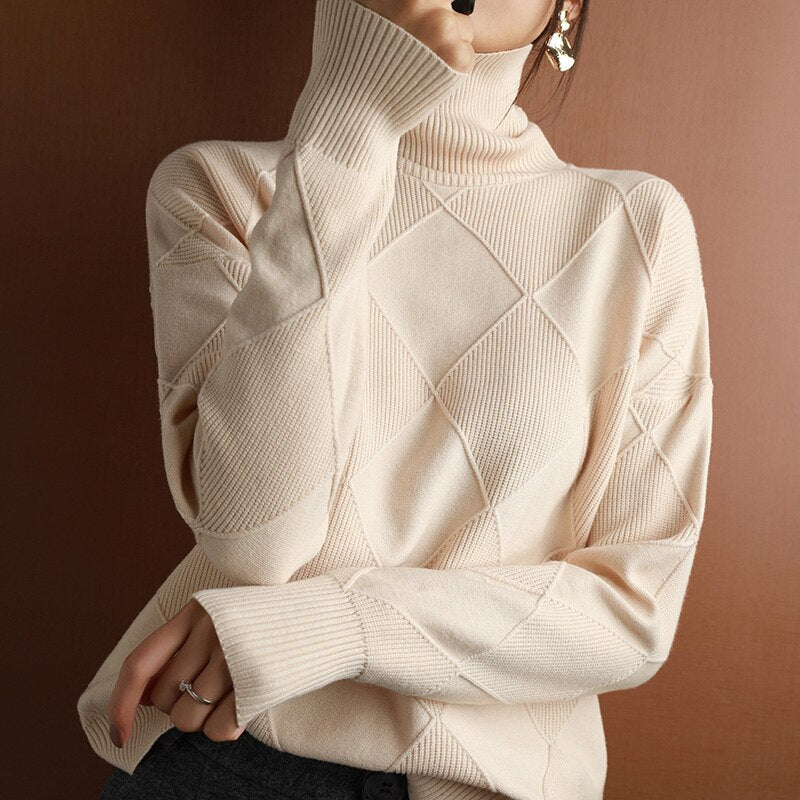 AVIDA™ | Luxe Knit Patchwork Turtleneck