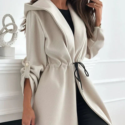 ELARA™ | Trendy Tie Waist Hooded Long Coat