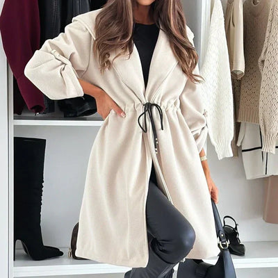 ELARA™ | Trendy Tie Waist Hooded Long Coat